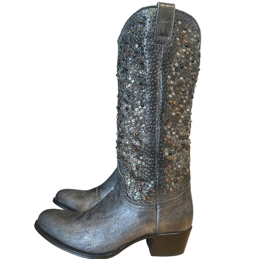 Frye Vintage Deborah Studded Tall Western Leather Boots Size 7.5
